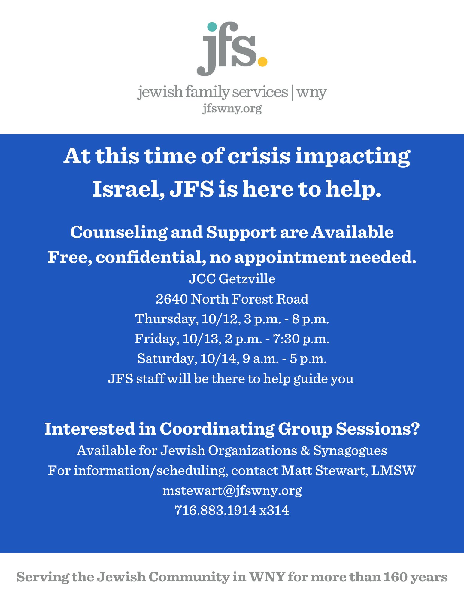 JFS Offers Services to Community in Wake of Crisis Impacting Israel ...